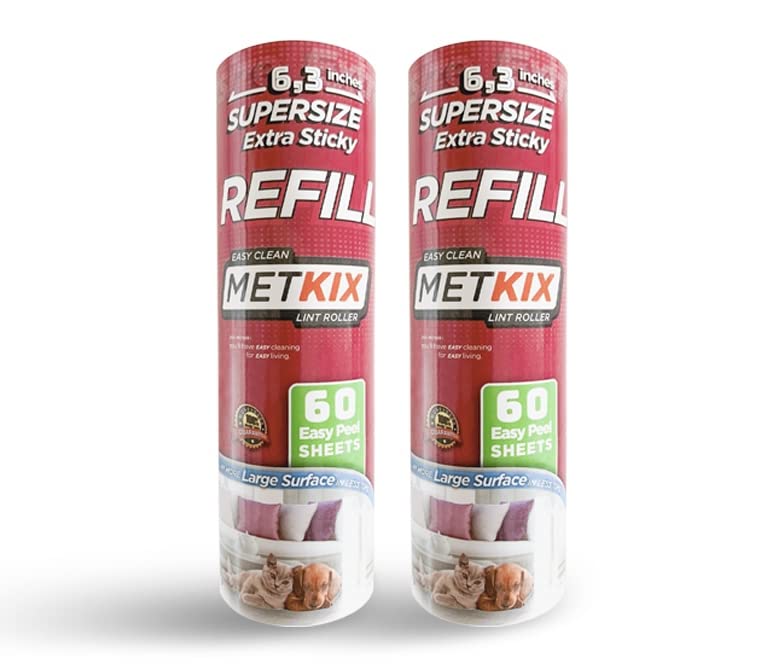 Metkix Refill for Metkix Supersize 6.3 inches Lint Roller 2 Packs Total 120 Sheets - Image 1